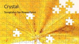  Presentation with maple leaf - Cool new slide set with puzzle autumn maple leaf background backdrop and a yellow colored foreground