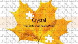  Presentation with maple leaf - Presentation theme featuring puzzle autumn maple leaf isolated background and a gold colored foreground