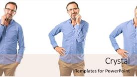  Presentation with thinking - Presentation design enhanced with puzzle blanco - middle age handsome man thinking background and a  colored foreground