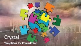  Presentation with farmer overlooking his fields - Slide set featuring puzzle bridge - balcony overlooking city against balcony background and a tawny brown colored foreground