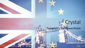  Presentation with brexit - Beautiful slides featuring puzzle bridge - flags of uk and eu backdrop and a light blue colored foreground