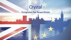  Presentation with brexit - Colorful PPT layouts enhanced with puzzle bridge - flags of uk and eu backdrop and a sky blue colored foreground