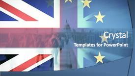  Presentation with brexit - PPT layouts with puzzle bridge - flags of uk and eu background and a  colored foreground