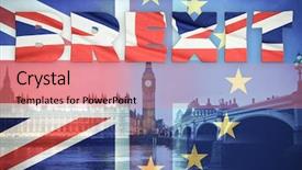  Presentation with brexit - Theme featuring puzzle bridge - flags of uk and eu background and a coral colored foreground