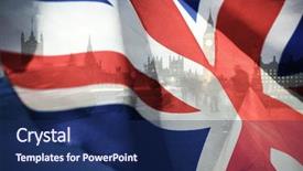  Presentation with brexit - Slide deck having puzzle bridge - flags of uk and eu background and a  colored foreground