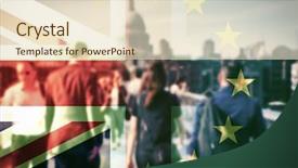  Presentation with brexit - Amazing slide set having puzzle bridge - flags of uk and eu backdrop and a  colored foreground