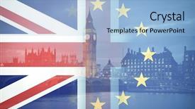  Presentation with brexit - PPT layouts enhanced with puzzle bridge - flags of uk and eu background and a light blue colored foreground