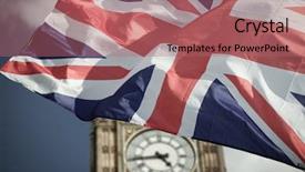 Presentation with brexit - Slide deck with puzzle bridge - flags of uk and eu background and a coral colored foreground