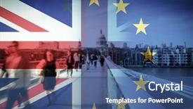  Presentation with brexit - Beautiful slide deck featuring puzzle bridge - flags of uk and eu backdrop and a  colored foreground