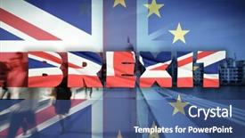  Presentation with brexit - PPT theme featuring puzzle bridge - flags of uk and eu background and a  colored foreground