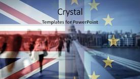  Presentation with brexit - Slide set consisting of puzzle bridge - flags of uk and eu background and a  colored foreground