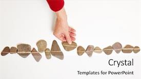  Presentation with moving - Presentation enhanced with puzzle bridge - hand moving stone in line background and a white colored foreground
