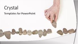  Presentation with stone - PPT theme consisting of puzzle bridge - hand putting a stone background and a pink colored foreground