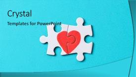  Presentation with matter - Presentation enhanced with puzzle forming a heart background and a cyan colored foreground