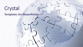  Presentation with world puzzle - Slides enhanced with puzzle globe isolated background and a sky blue colored foreground