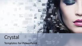  Presentation with beauty cosmetics - Cool new slides with head puzzles - half face of young backdrop and a light blue colored foreground