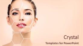  Presentation with customer service face of pretty - Presentation theme enhanced with head puzzles - pretty woman face skin treatment background and a lemonade colored foreground