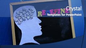  Presentation with brain puzzle - PPT layouts with brain puzzle - redefine and rethink concept background and a ocean colored foreground