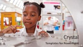  Presentation with science - Slide deck consisting of school puzzles - schoolgirl taking part background and a light gray colored foreground