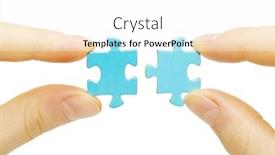  Presentation with puzzle - Colorful presentation theme enhanced with puzzle-in-hand-isolated backdrop and a white colored foreground