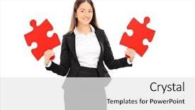  Presentation with holding puzzle pieces - Presentation design enhanced with puzzle isolated on white background background and a white colored foreground