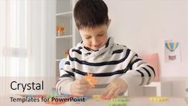  Presentation with cute - Amazing presentation theme having puzzle knowledge - cute little boy playing backdrop and a soft green colored foreground