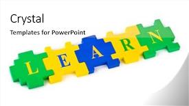  Presentation with learn - Slides with puzzle learn isolated on white background and a white colored foreground