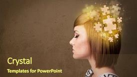  Presentation with puzzle - Beautiful presentation theme featuring puzzle mind on grungy background backdrop and a tawny brown colored foreground