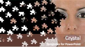  Presentation with puzzle pieces beautiful - PPT layouts having puzzle of futuristic beautiful woman background and a tawny brown colored foreground