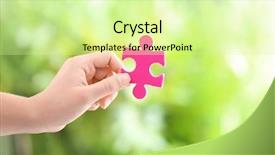  Presentation with golden puzzle piece - PPT layouts consisting of puzzle on blurred background background and a soft green colored foreground