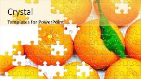  Presentation with colorful puzzle movable - Colorful slides enhanced with puzzle one tangerine with leaf backdrop and a yellow colored foreground