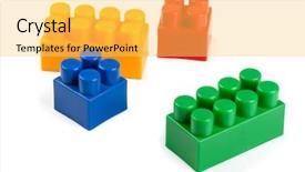  Presentation with spiritual building blocks - Slide deck with puzzle orange - toy plastic building blocks isolated background and a yellow colored foreground