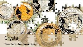  Presentation with perfect - Beautiful presentation design featuring puzzle perfect uncirculated american currency backdrop and a coral colored foreground