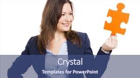  Presentation with puzzle - Slide set with puzzle piece isolated over white background and a ocean colored foreground