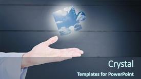  Presentation with sky blue - PPT theme enhanced with puzzle piece shadows - handsome businessman gesturing with hands background and a ocean colored foreground