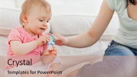  Presentation with baby sitting - Colorful presentation enhanced with puzzle piece to her baby backdrop and a coral colored foreground