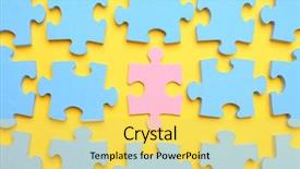  Presentation with puzzle pieces coming together - Slide deck with puzzle pieces and one different background and a yellow colored foreground