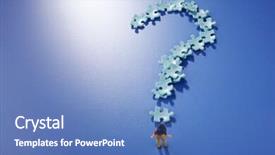  Presentation with blue puzzle pieces - Colorful PPT theme enhanced with puzzle pieces form a question backdrop and a teal colored foreground