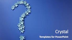  Presentation with blue puzzle pieces - PPT theme with puzzle pieces form a question background and a ocean colored foreground