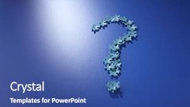  Presentation with blue puzzle pieces - Audience pleasing PPT theme consisting of puzzle pieces form a question backdrop and a ocean colored foreground