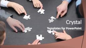  Presentation with puzzle team - Presentation featuring puzzle pieces in the hands background and a gray colored foreground