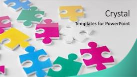  Presentation with autism puzzle - Beautiful presentation theme featuring disability awareness - puzzle pieces on white background backdrop and a light gray colored foreground