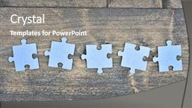  Presentation with puzzle pieces - Slides having puzzle pieces on wooden table background and a gray colored foreground