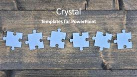  Presentation with puzzle pieces - Audience pleasing theme consisting of puzzle pieces on wooden table backdrop and a gray colored foreground