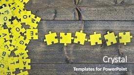 Presentation with puzzle pieces - Colorful theme enhanced with puzzle pieces on wooden table backdrop and a gray colored foreground