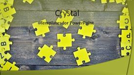  Presentation with puzzle pieces - Cool new PPT theme with puzzle pieces on wooden table backdrop and a yellow colored foreground