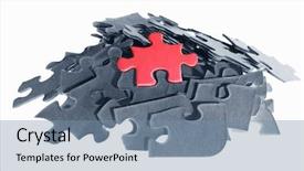  Presentation with red puzzle - Presentation design having puzzle pieces over white background background and a seafoam green colored foreground