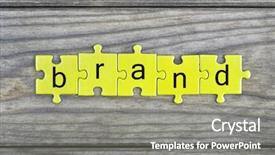  Presentation with brand - Cool new presentation with puzzle pieces with word brand backdrop and a gray colored foreground