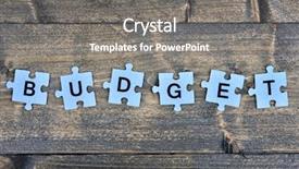  Presentation with budget - Cool new slides with text blue jigsaw - puzzle pieces with word budget backdrop and a gray colored foreground