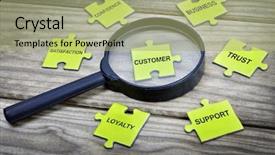  Presentation with puzzle pieces - Presentation theme featuring puzzle pieces with word customer background and a mint green colored foreground